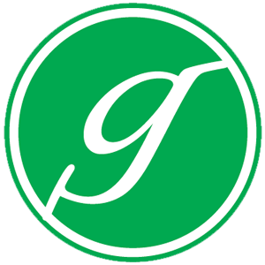 A green and white logo of the letter g.