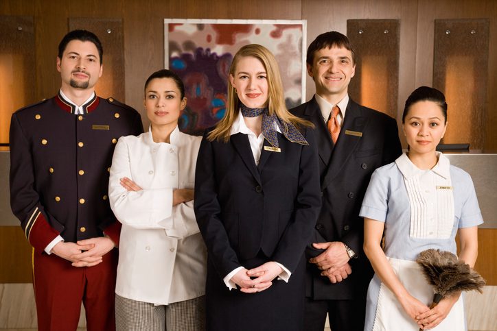 Portrait of serious hotel staff